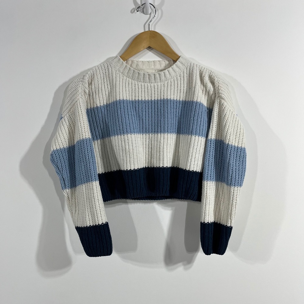 Hello Franki Fisherman‎ 90s Striped Open Knit Cropped Sweater Youth Girls 10